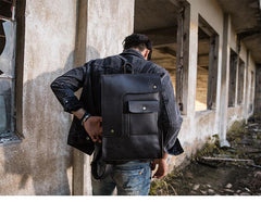leather black backpack mens Black Leather Backpack For College 15'' Leather Laptop Backpack Leather Mens Backpack