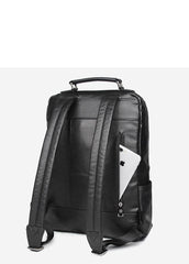 Black Leather Men's 14 inches Large Computer Backpack Black Large Travel Backpack Black Large College Backpack For Men