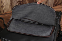 Black Leather Men's 15 inches Computer Backpack Travel Backpack Black Large College Backpack For Men - imessengerbags