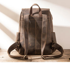 Black Leather Men's 15 inches Large Computer Backpack Gray Large Travel Backpack Black Large College Backpack For Men - imessengerbags