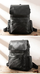 Black Leather Men's 15 inches Large Computer Backpack Gray Large Travel Backpack Black Large College Backpack For Men - imessengerbags
