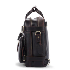 Black Coffee Leather Men's 15 inches Large Briefcase Computer Backpack Black Large Travel Backpack Black Large College Backpack For Men - imessengerbags
