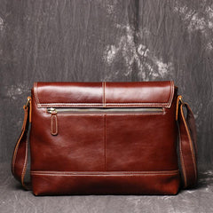 Brown Leather Mens 12 inches Large Laptop Side Bag Courier Bag Messenger Bag Postman Bag For Men