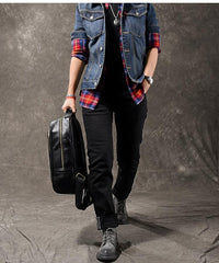 Black Leather Mens 15
