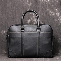 Black Leather Mens 15 inches Large Laptop Work Bag Handbag Briefcase Shoulder Bags Business Bags For Men - imessengerbags