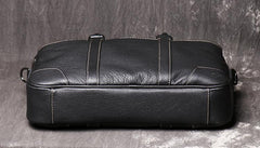 Black Leather Mens 15 inches Large Laptop Work Bag Handbag Briefcase Shoulder Bags Business Bags For Men - imessengerbags