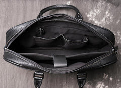 Black Leather Mens 15 inches Large Laptop Work Bag Handbag Briefcase Shoulder Bags Business Bags For Men - imessengerbags