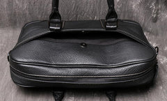 Black Leather Mens 15 inches Large Laptop Work Bag Handbag Briefcase Shoulder Bags Business Bags For Men - imessengerbags