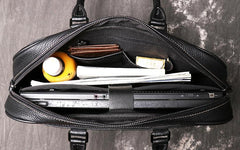 Black Leather Mens 15 inches Large Laptop Work Bag Handbag Briefcase Shoulder Bags Business Bags For Men - imessengerbags
