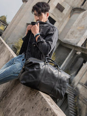 duffle bag handbag​ Black Luggage And Duffle Bags Black Leather Mens 16