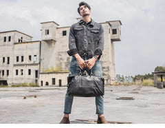 duffle bag as carry on​ Black Luggage And Duffle Bags Black Leather Mens 16