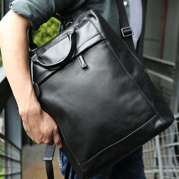 Black Leather Mens Backpack Travel Backpack Laptop Backpack for men - imessengerbags