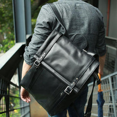 Black Leather Mens Backpack Travel Backpacks Laptop Backpack for men - imessengerbags