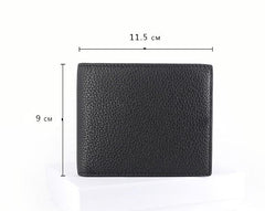 Black Leather Mens Bifold Small Wallet Front Pocket Wallet Slim Small Wallet for Men - imessengerbags