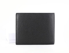 Black Leather Mens Bifold Small Wallet Front Pocket Wallet Slim Small Wallet for Men - imessengerbags