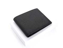 Black Leather Mens Bifold Small Wallet Front Pocket Wallet Slim Small Wallet for Men - imessengerbags