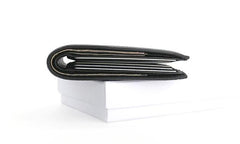 Black Leather Mens Bifold Small Wallet Front Pocket Wallet Slim Small Wallet for Men - imessengerbags