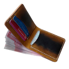 Black Leather Mens Bifold Small Wallet Leather Small Wallets for Men - imessengerbags