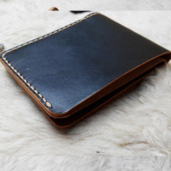 Black Leather Mens Bifold Small Wallet Leather Small Wallets for Men - imessengerbags