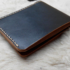 Black Leather Mens Bifold Small Wallet Leather Small Wallets for Men - imessengerbags