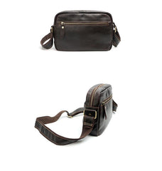Black Leather Mens Casual Small Courier Bags Messenger Bags Gray Postman Bag For Men - imessengerbags