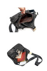 Black Leather Mens Casual Small Courier Bag Messenger Bags Brown Postman Bag For Men - imessengerbags
