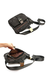 Black Leather Mens Casual Small Courier Bag Messenger Bags Brown Postman Bag For Men - imessengerbags