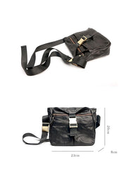 Black Leather Mens Casual Small Courier Bag Messenger Bags Brown Postman Bag For Men - imessengerbags