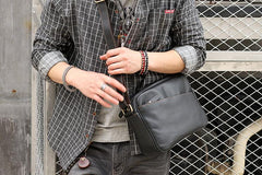 Black Leather Mens Casual Small Courier Bags Messenger Bag Amber Brown Postman Bags For Men - imessengerbags