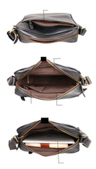 Black Leather Mens Casual Small Courier Bags Messenger Bag Amber Brown Postman Bags For Men - imessengerbags