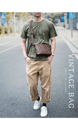 Brown Leather Mens Casual Small Courier Bags Messenger Bag Black Postman Bag For Men - imessengerbags