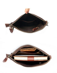 Brown Leather Mens Casual Small Courier Bags Messenger Bag Black Postman Bag For Men - imessengerbags
