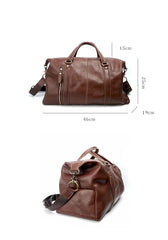 Black Leather Mens Casual Large Travel Bag Shoulder Weekender Bag Duffle Bag For Men - imessengerbags
