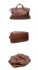 Black Leather Mens Casual Large Travel Bag Shoulder Weekender Bag Duffle Bag For Men - imessengerbags