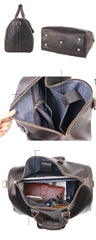 Black Leather Mens Casual Large Travel Bags Shoulder Weekender Bag Brown Duffle Bag For Men - imessengerbags
