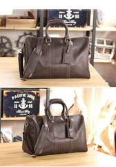 Black Leather Mens Casual Large Travel Bags Shoulder Weekender Bag Brown Duffle Bag For Men - imessengerbags