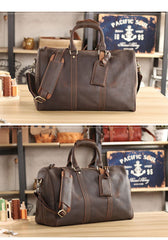 Black Leather Mens Casual Large Travel Bags Shoulder Weekender Bag Brown Duffle Bag For Men - imessengerbags