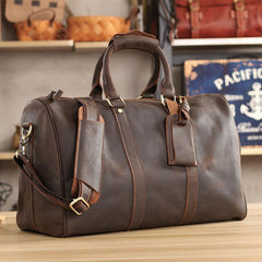 Black Leather Mens Casual Large Travel Bags Shoulder Weekender Bag Brown Duffle Bag For Men - imessengerbags