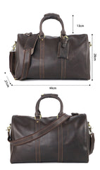 Black Leather Mens Casual Large Travel Bags Shoulder Weekender Bag Brown Duffle Bag For Men - imessengerbags