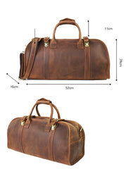 Black Leather Mens Casual Large Travel Bags Shoulder Weekender Bags Brown Duffle Bag For Men - imessengerbags