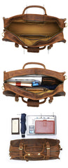 Black Leather Mens Casual Large Travel Bags Shoulder Weekender Bags Brown Duffle Bag For Men - imessengerbags