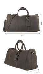 Black Leather Mens Casual Large Travel Bags Shoulder Weekender Bags Brown Duffle Bag For Men - imessengerbags