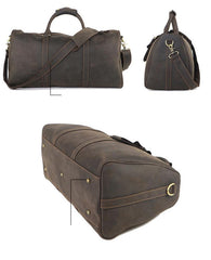 Black Leather Mens Casual Large Travel Bags Shoulder Weekender Bags Brown Duffle Bag For Men - imessengerbags