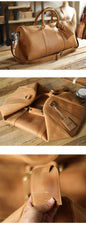 Black Leather Mens Casual Large Travel Bags Shoulder Weekender Bags Brown Duffle Bag For Men - imessengerbags