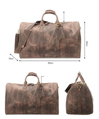 Vintage Brown Leather Mens Casual Large Travel Bags Shoulder Weekender Bags Duffle Bag For Men - imessengerbags
