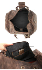 Vintage Brown Leather Mens Casual Large Travel Bags Shoulder Weekender Bags Duffle Bag For Men