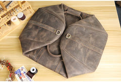 Vintage Brown Leather Mens Casual Large Travel Bags Shoulder Weekender Bags Duffle Bag For Men - imessengerbags