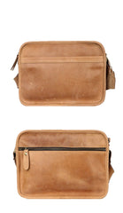 Black Leather Mens Casual Small Courier Bags Messenger Bag Coffee Brown Postman Bag For Men - imessengerbags