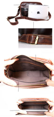 Black Leather Mens Casual Small Courier Bags Messenger Bag Coffee Brown Postman Bag For Men - imessengerbags