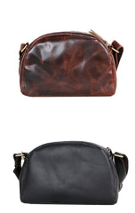 Black Leather Mens Casual Small Saddle Courier Bags Messenger Bag Coffee Brown Postman Bags For Men - imessengerbags